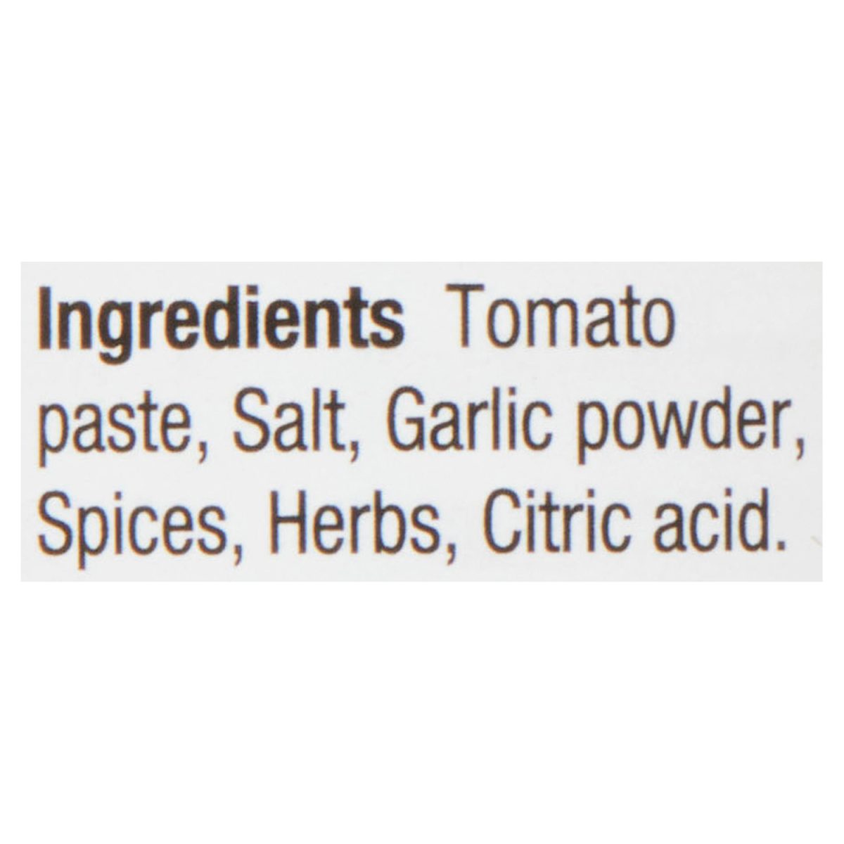 Unico Tomato Paste — Italian Herbs — ingredients list (English)