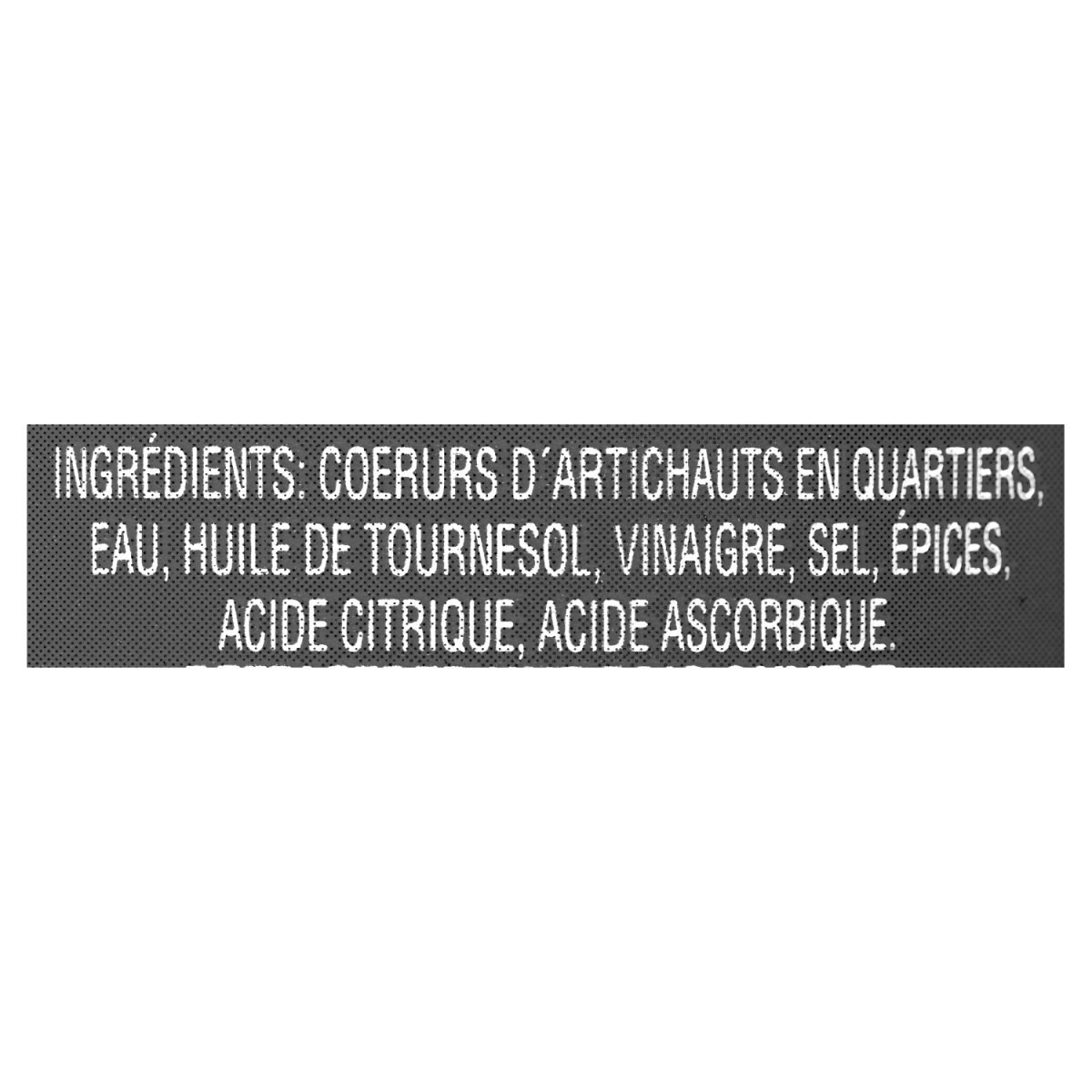 Unico Artichauts marinés — liste d'ingrédients (français)