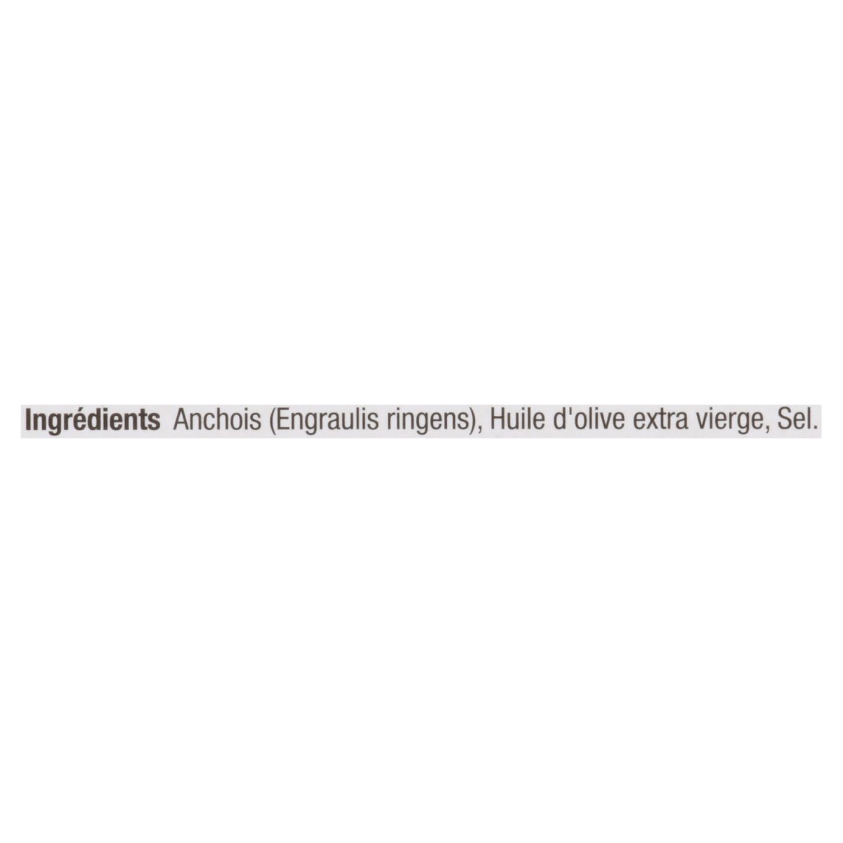 Unico Anchois — liste d'ingrédients (français)