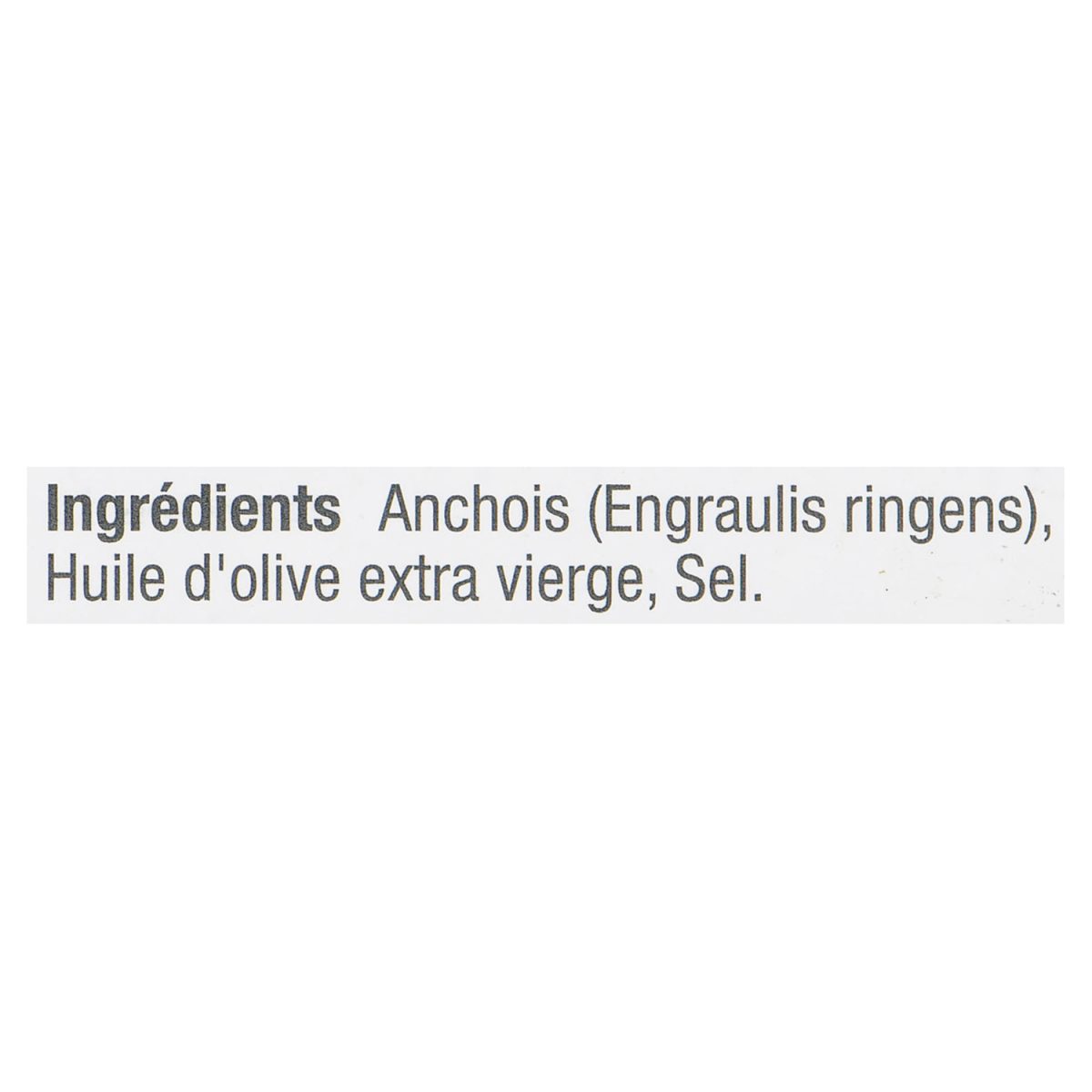 Unico Filets d'anchois dans l'huile — grand format — liste d'ingrédients (français)
