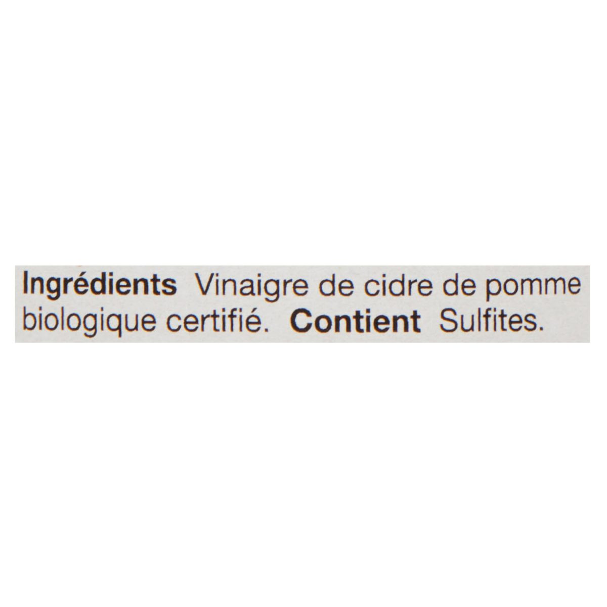 Unico Vinaigre de cidre de pomme biologique — liste d'ingrédients (français)
