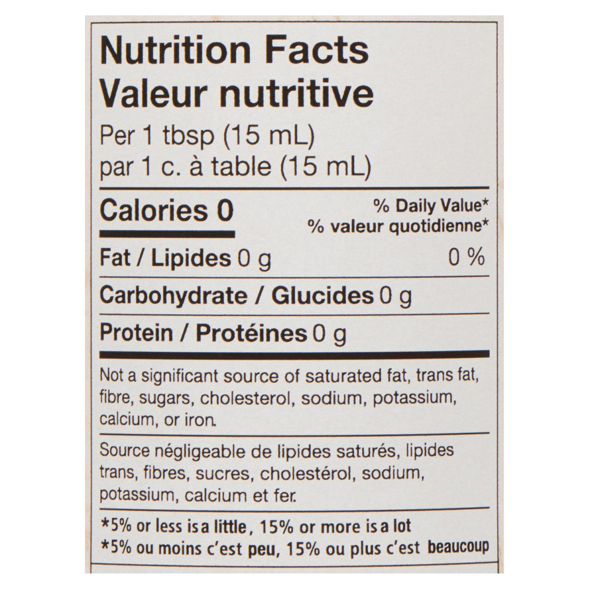 Unico Organic Apple Cider Vinegar — nutrition facts panel