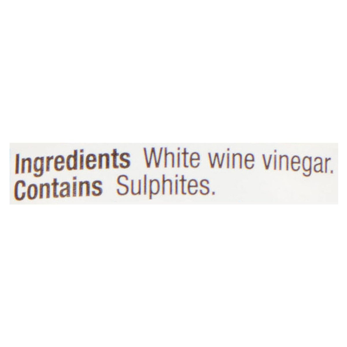 Unico White Wine Vinegar — ingredients list (English)