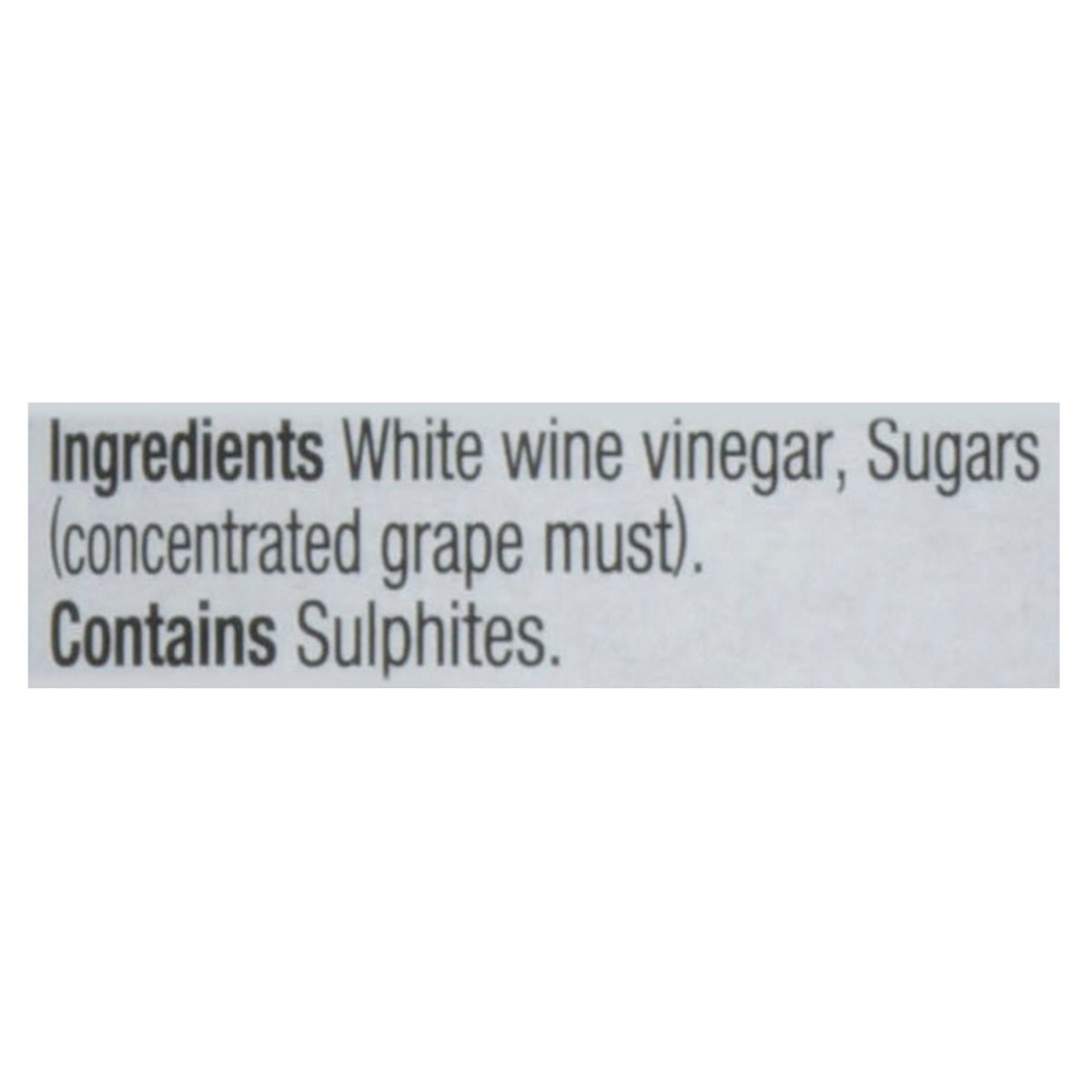 Unico White Balsamic Vinegar — ingredients list (English)