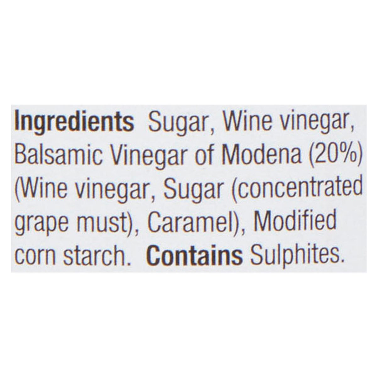 Unico Balsamic Glaze — ingredients list (English)
