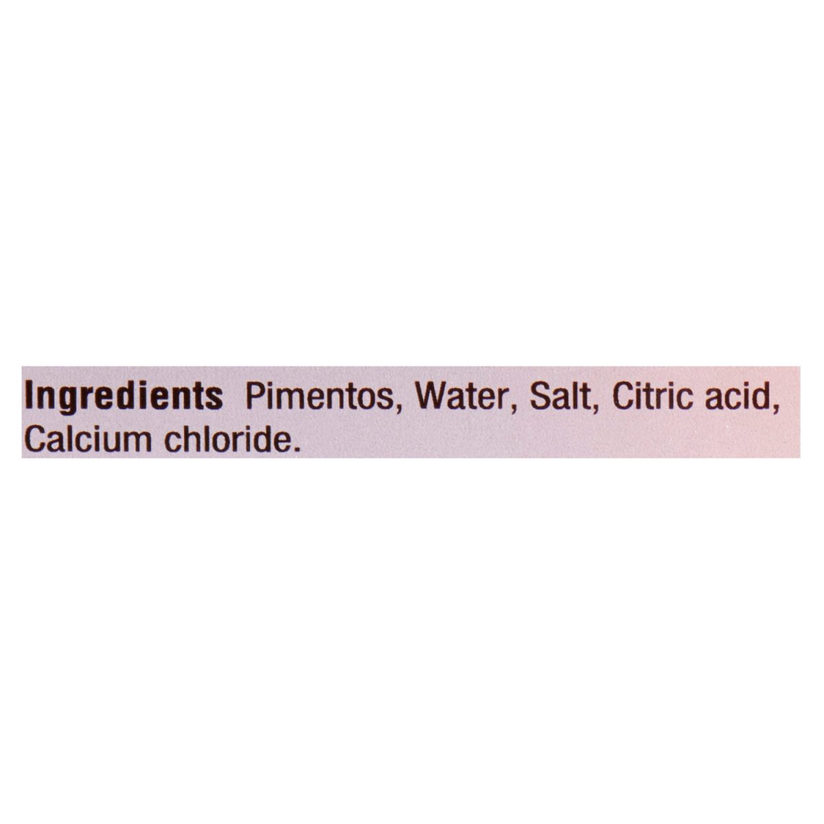 Unico Diced Pimientos — ingredients list (English)
