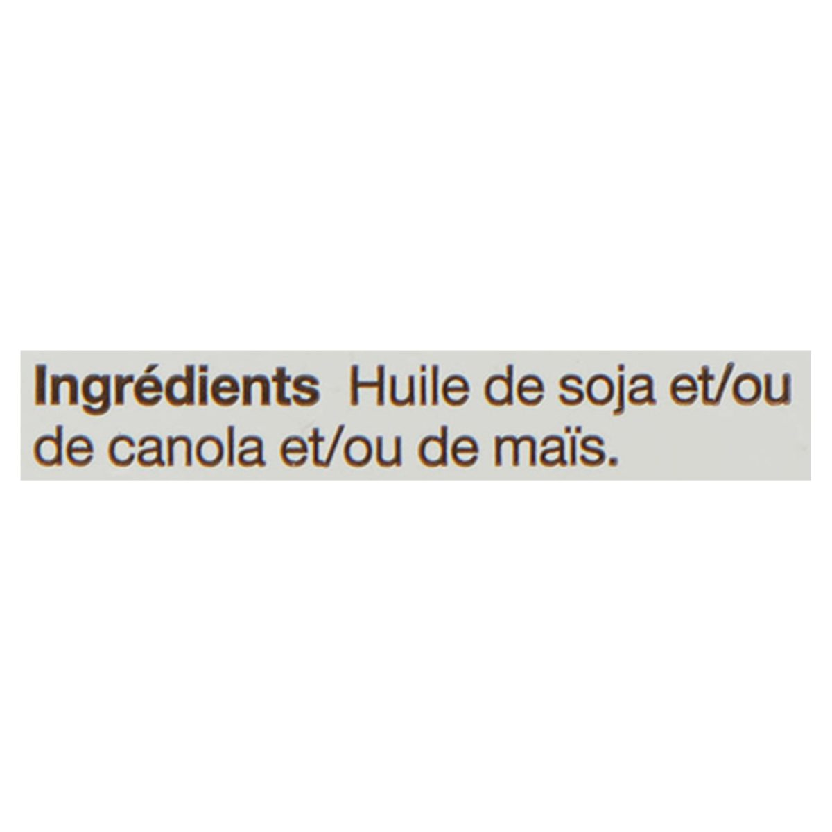 Unico Huile végétale — liste d'ingrédients (français)