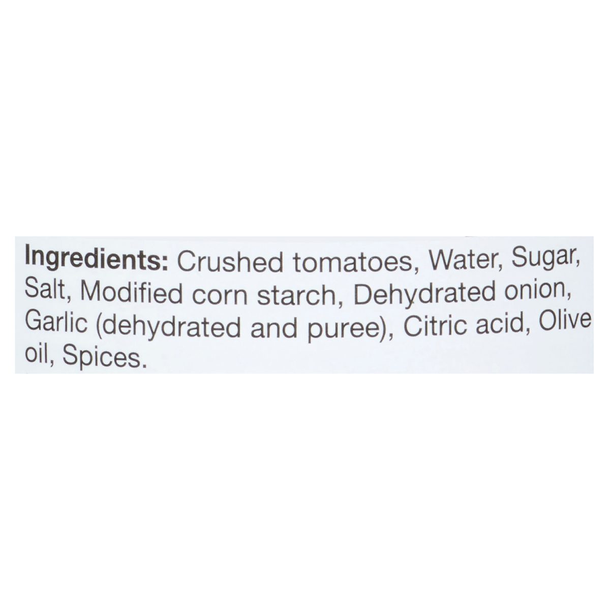 Unico Pasta Sauce — Garlic — ingredients list (English)