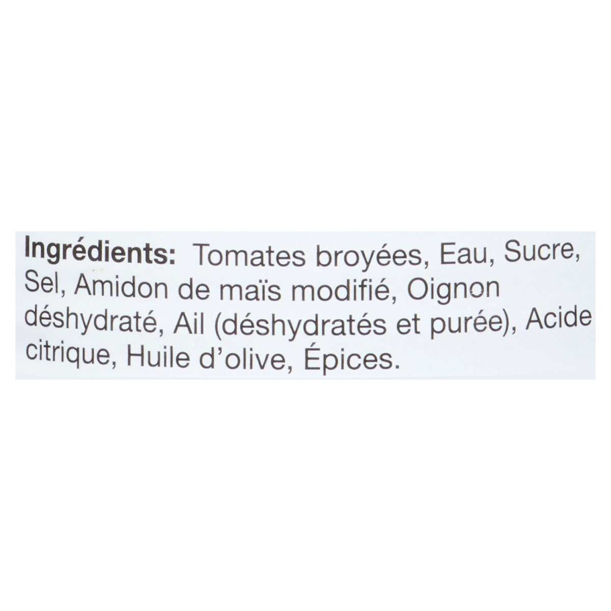 Unico Sauce à pâtes — Ail — liste d'ingrédients (français)
