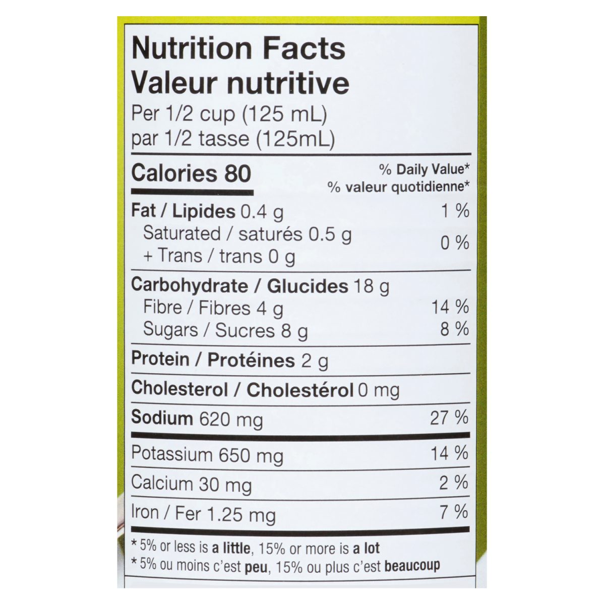 Unico Pasta Sauce — Original — nutrition facts panel