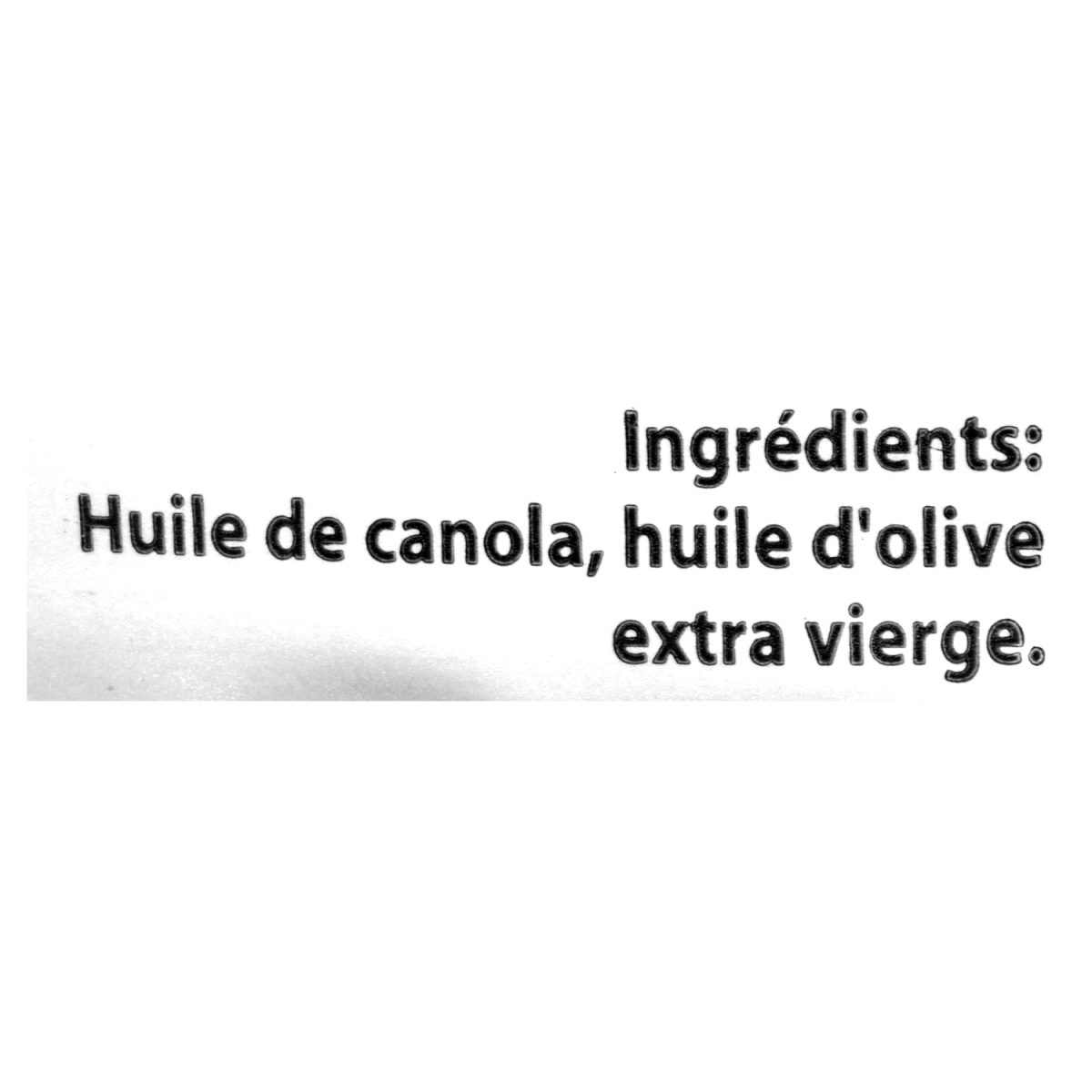 Gallo Huile de canola & d'olive extra vierge — liste d'ingrédients (français)