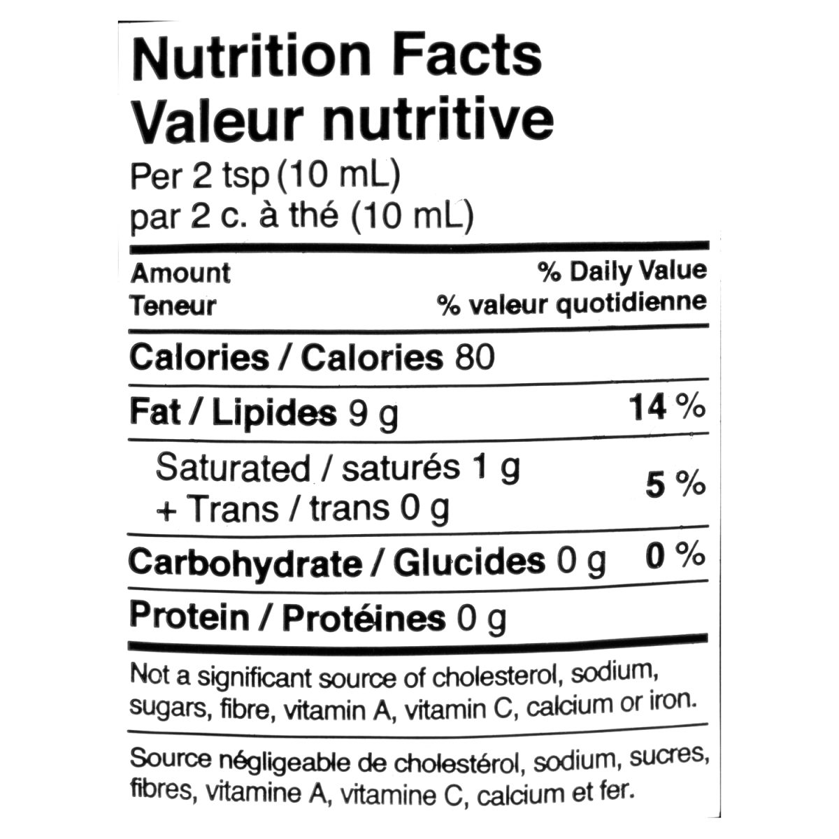 Gallo Canola & Extra Virgin Olive Oil — nutrition facts panel