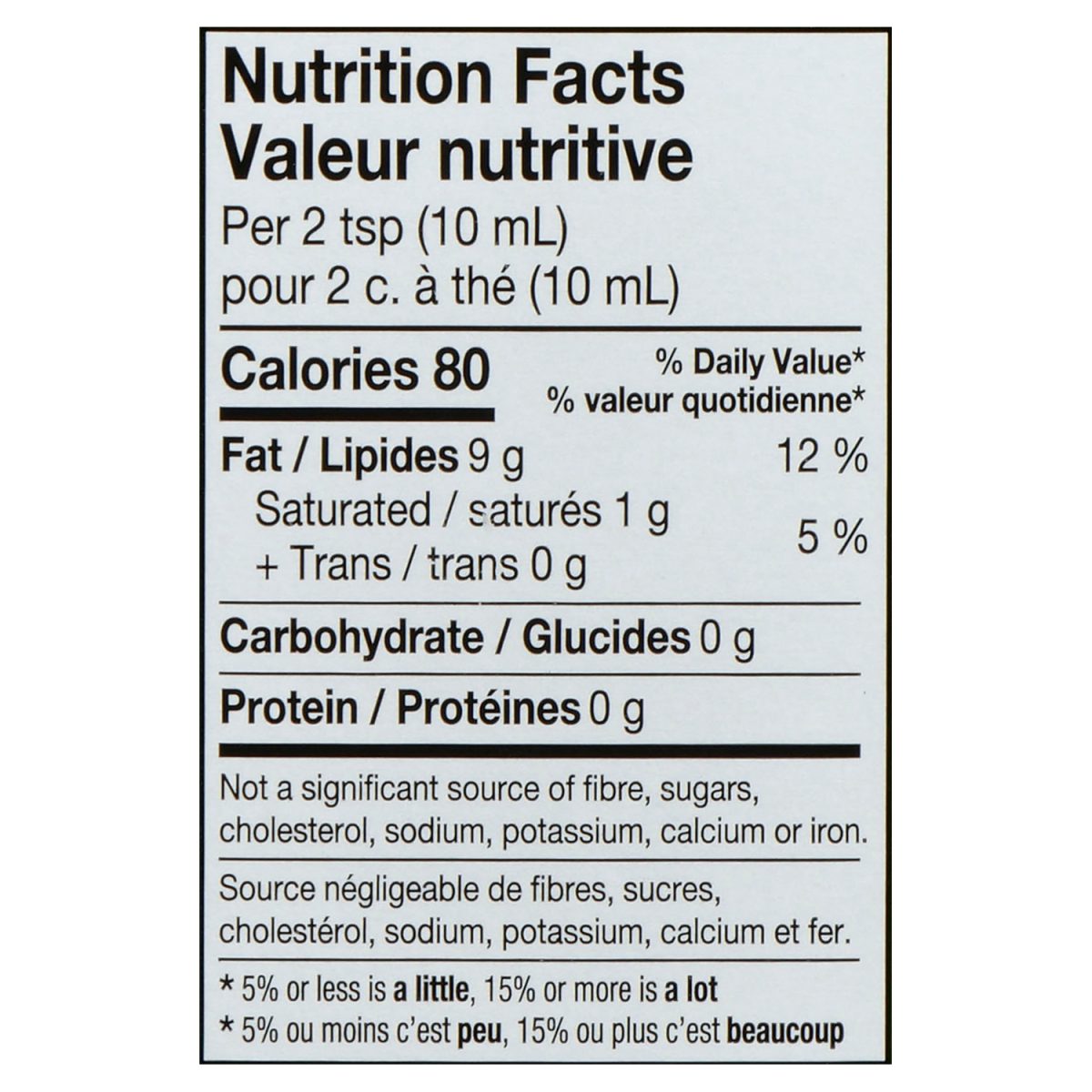 Gallo Extra Virgin Olive Oil — nutrition facts panel