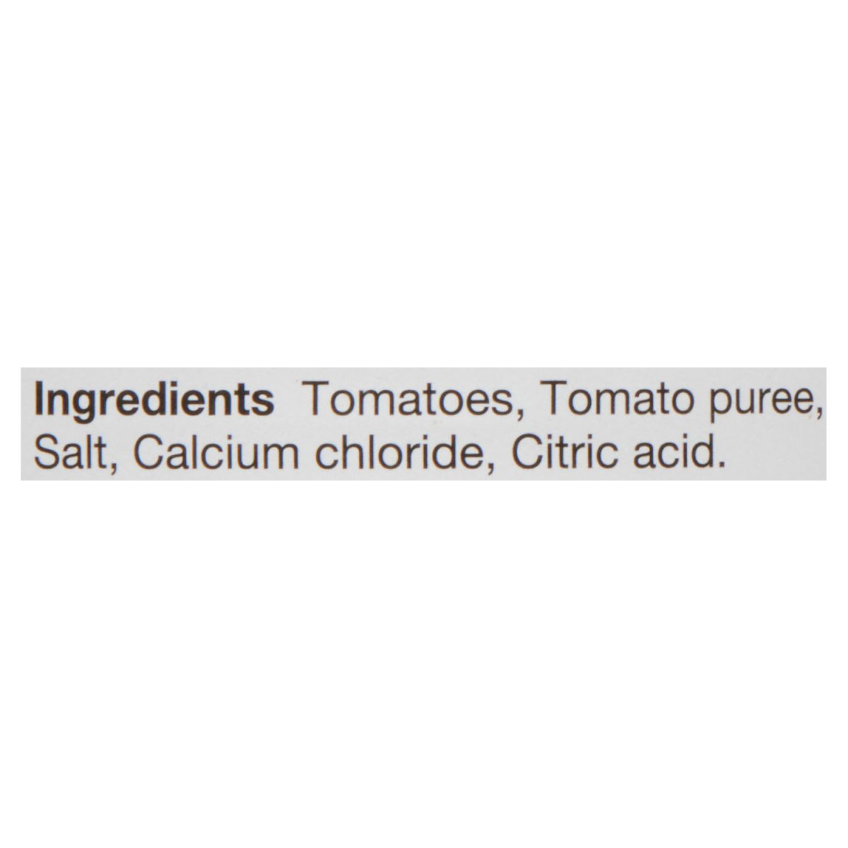 Unico Whole San Marzano Type Tomatoes — ingredients list (English)