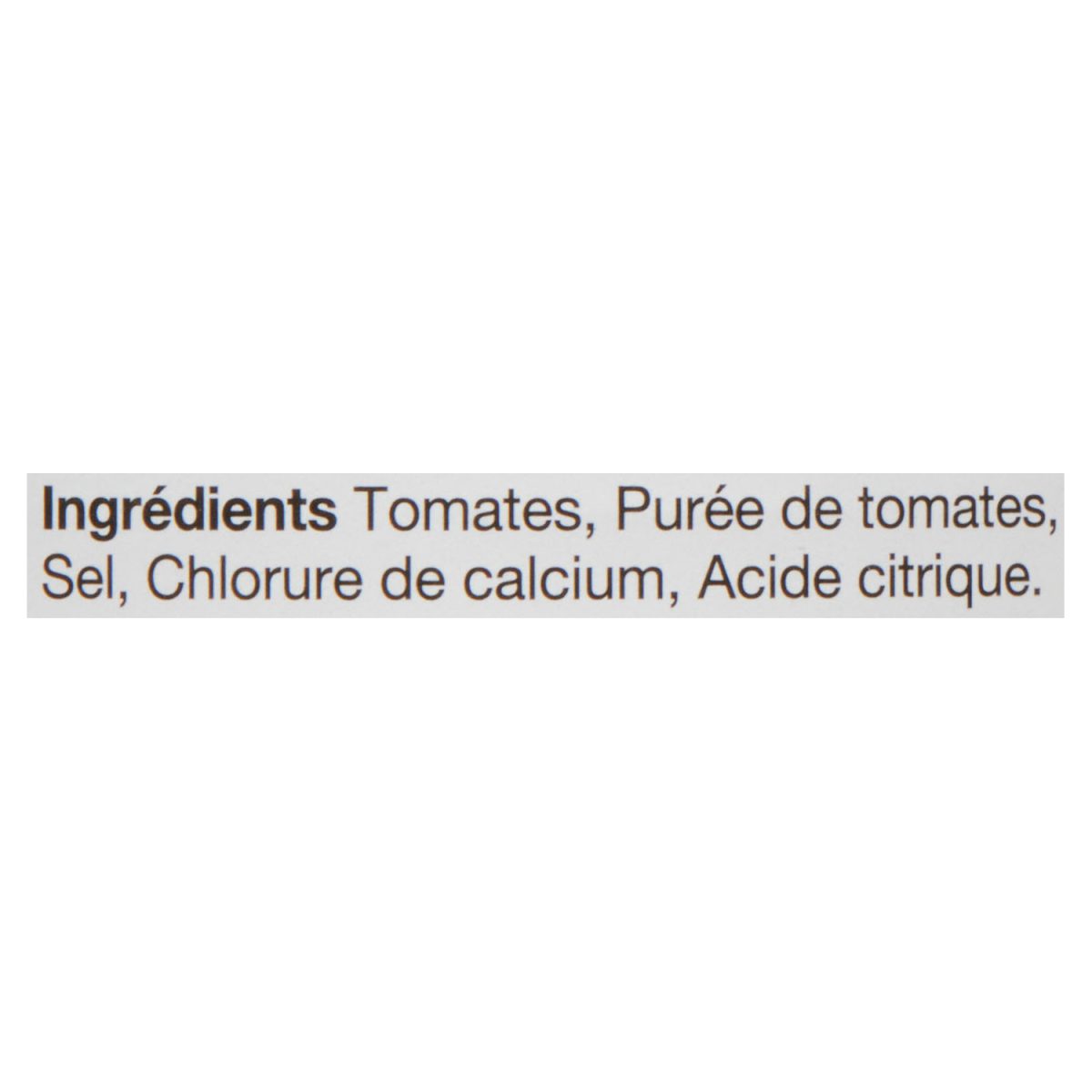 Unico Tomates entières type San Marzano — liste d'ingrédients (français)