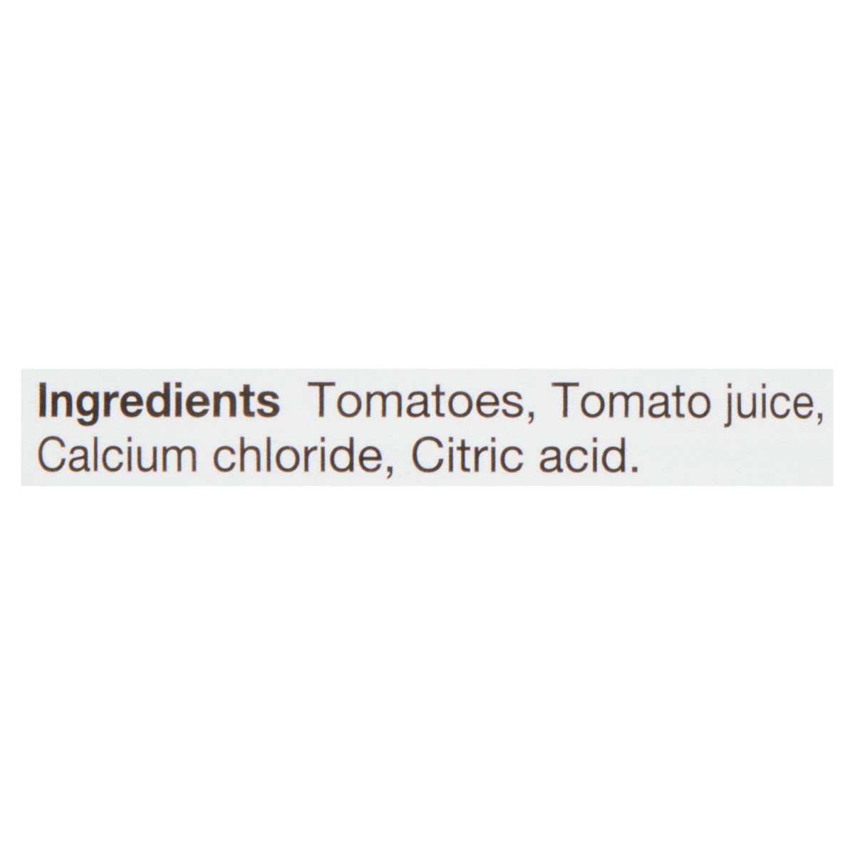 Unico Whole Tomatoes — No Salt Added — ingredients list (English)