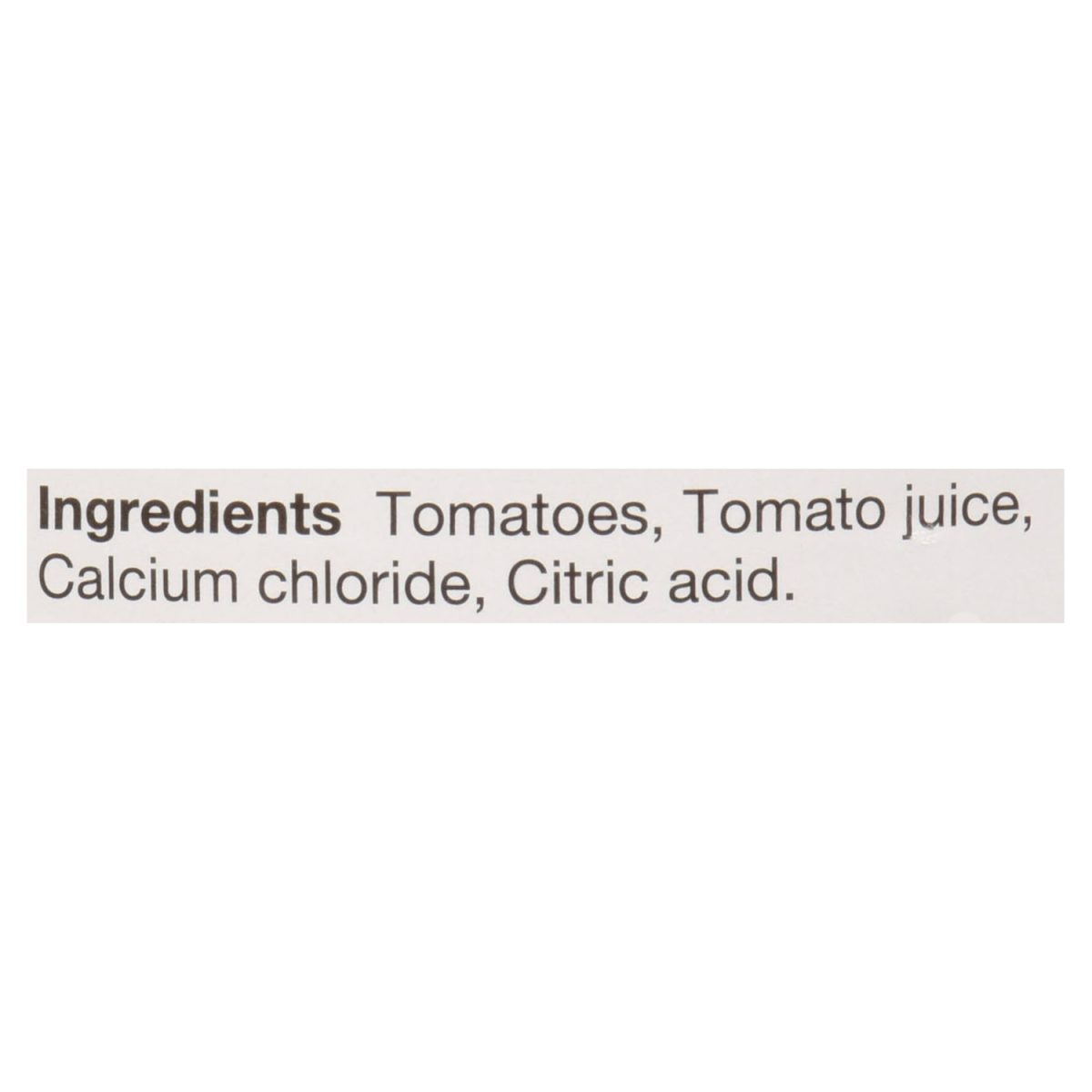 Unico Diced Tomatoes — No Salt Added — ingredients list (English)