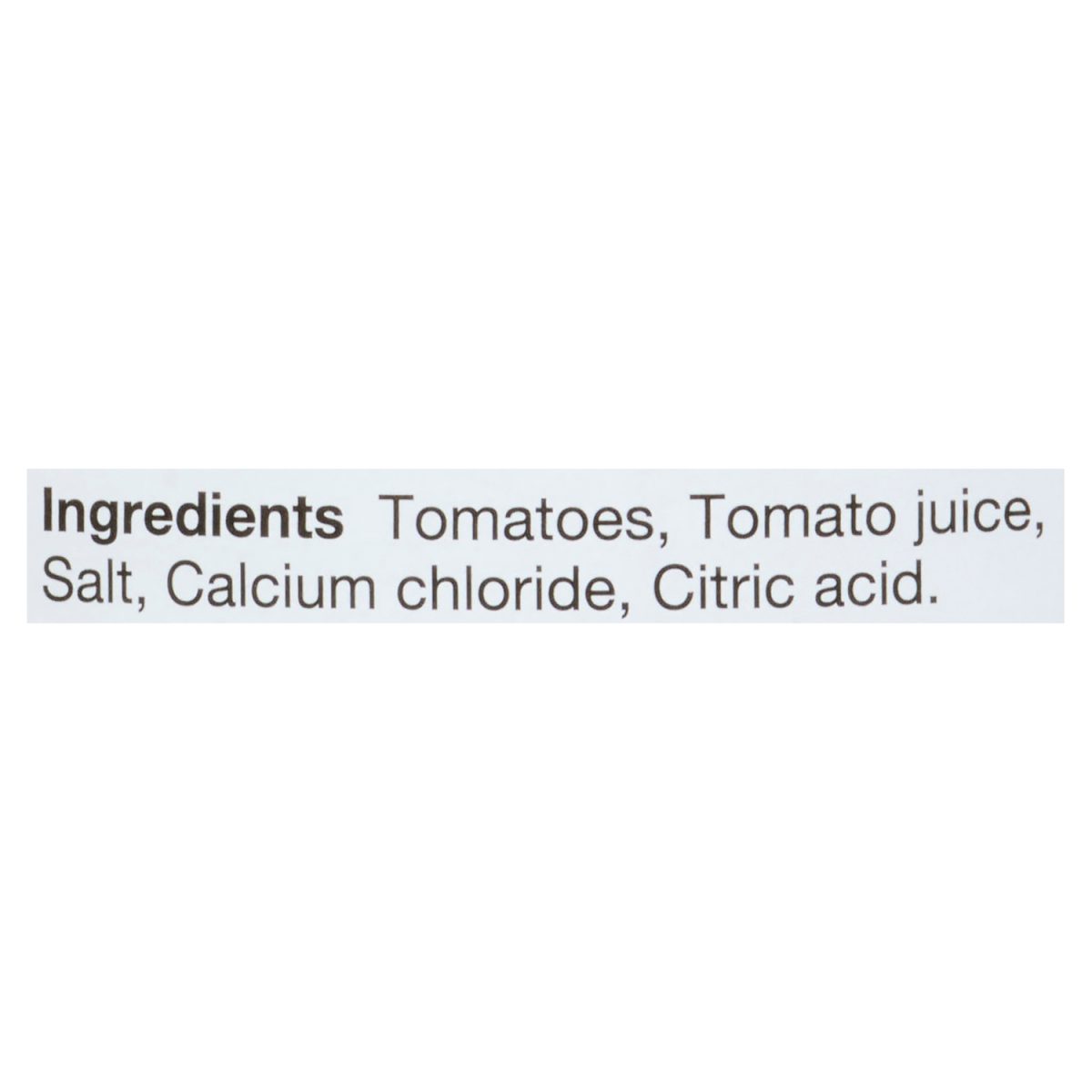 Unico Whole Tomatoes — ingredients list (English)