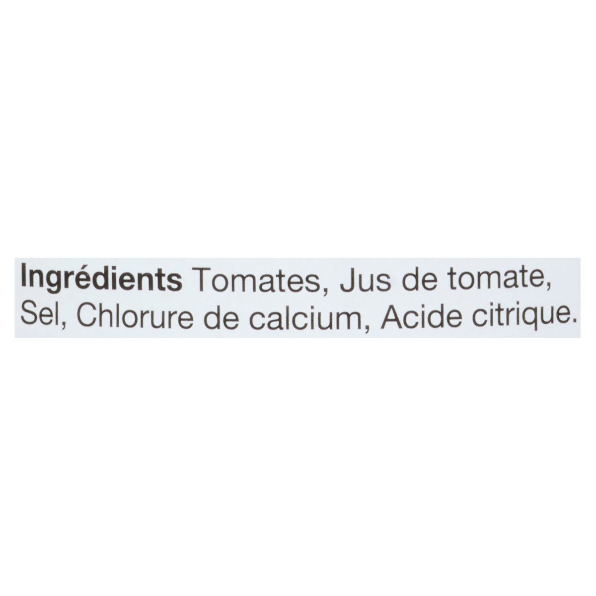 Unico Tomates entières — liste d'ingrédients (français)