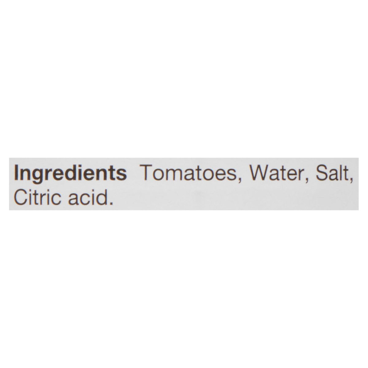 Unico Crushed Tomatoes — ingredients list (English)