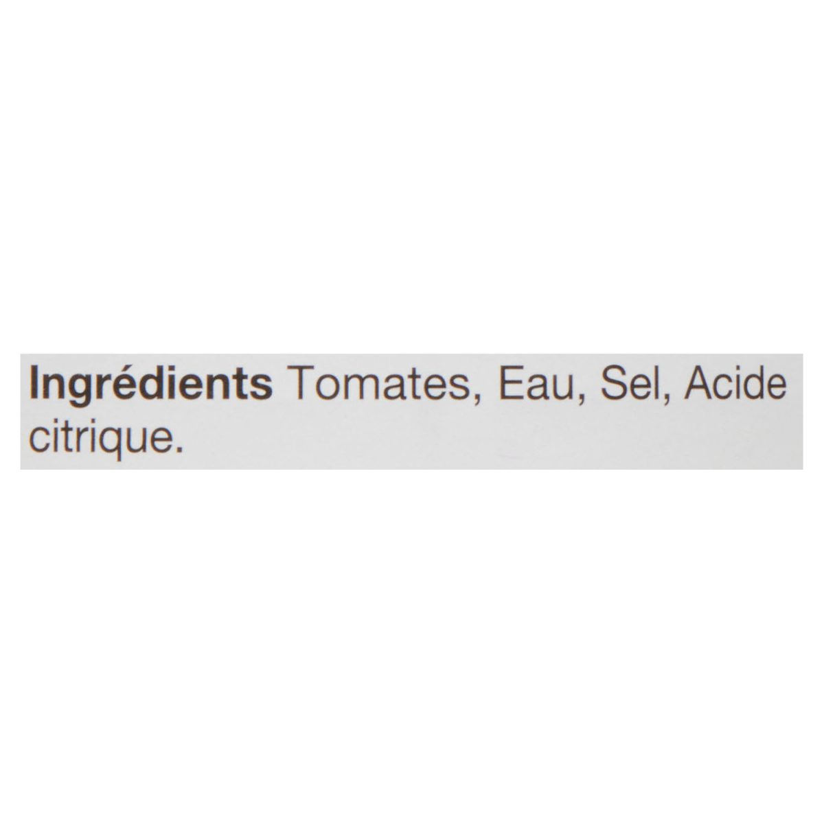 Unico Tomates broyées — liste d'ingrédients (français)
