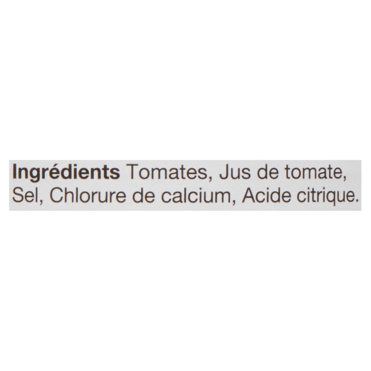Unico Tomates en dés — liste d'ingrédients (français)