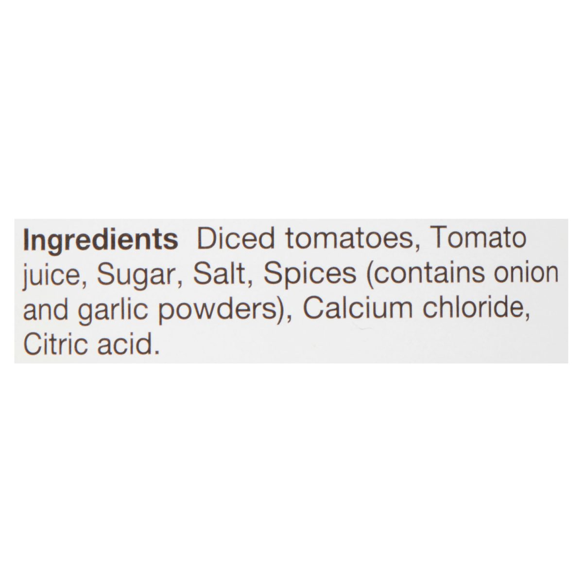 Unico Premium Diced Tomatoes — Italian Flavoured — ingredients list (English)