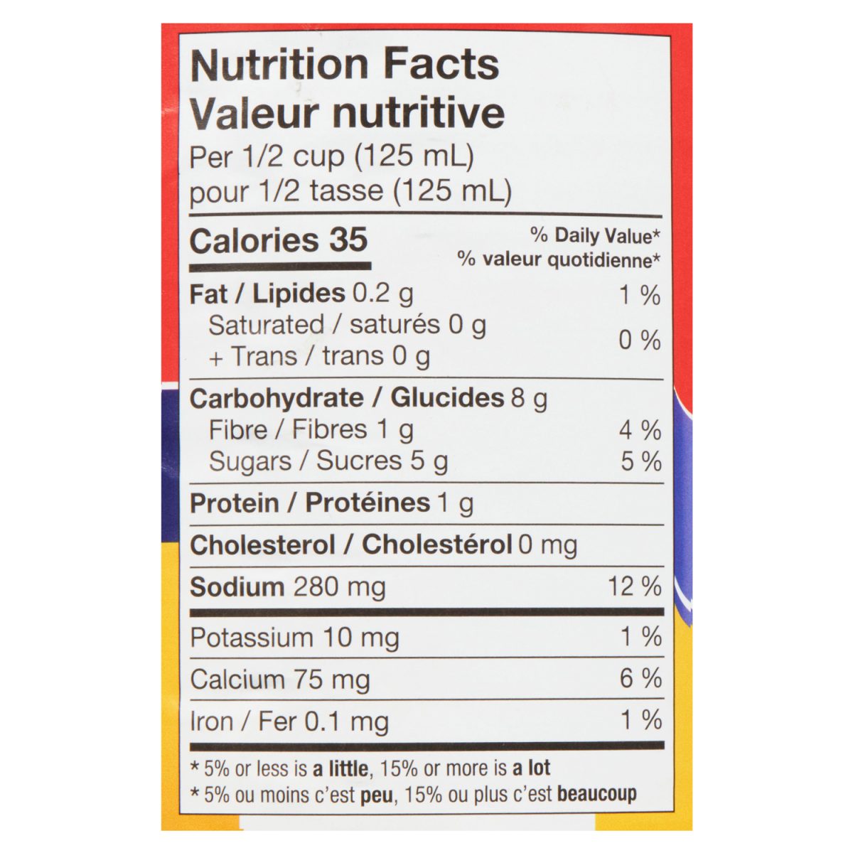 Unico Herb Spiced Diced Tomatoes — nutrition panel