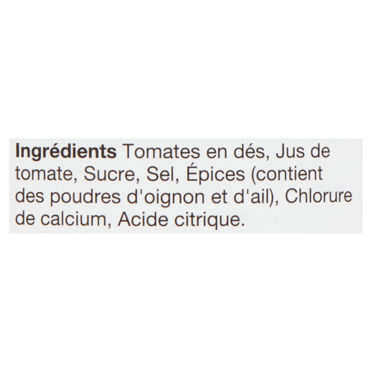 Unico Tomates en dés aux fines herbes — liste d'ingrédients (français)