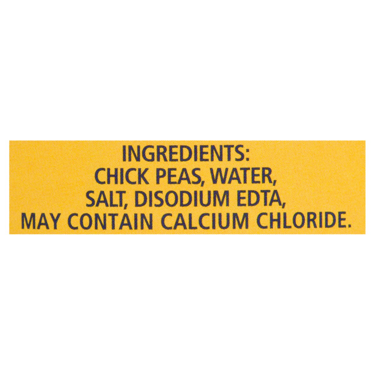Unico Chick Peas — ingredients list (English)