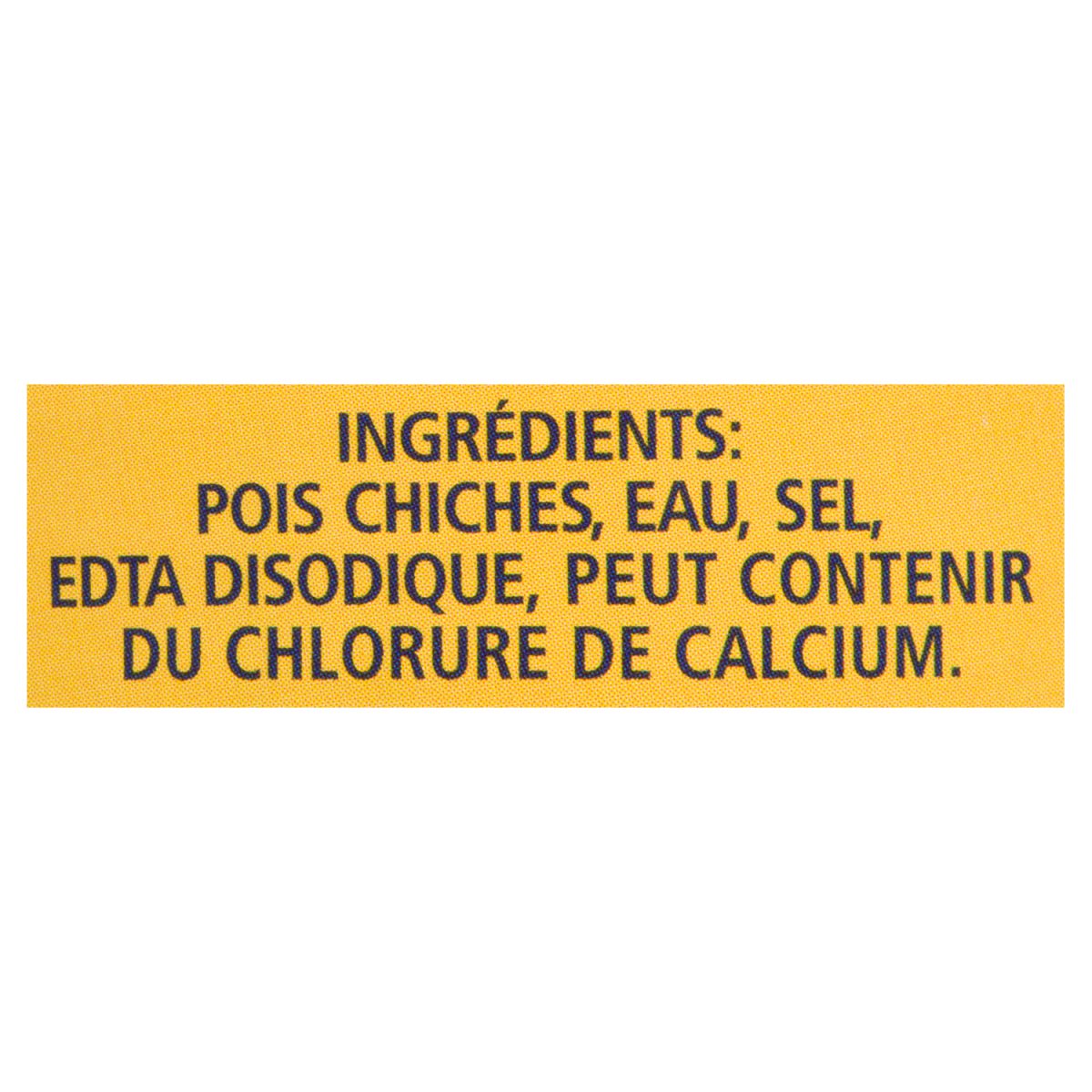 Unico Pois chiches — liste d'ingrédients (français)