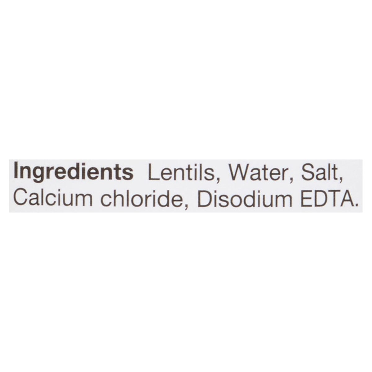 Unico Lentils — ingredients list (English)
