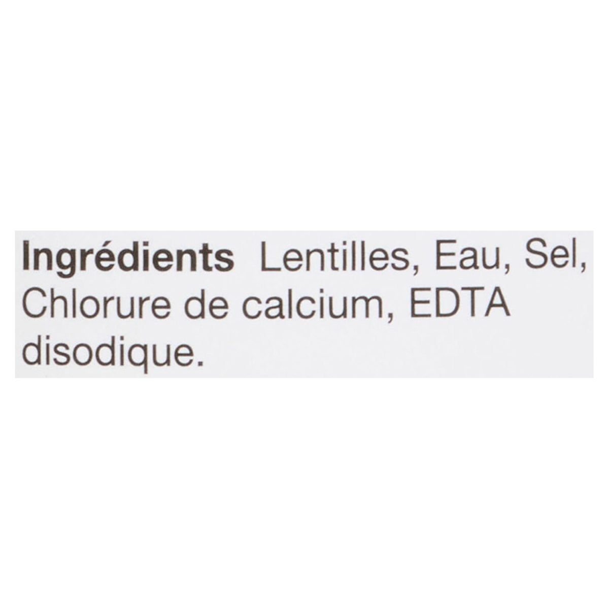 Unico Lentilles — liste d'ingrédients (français)