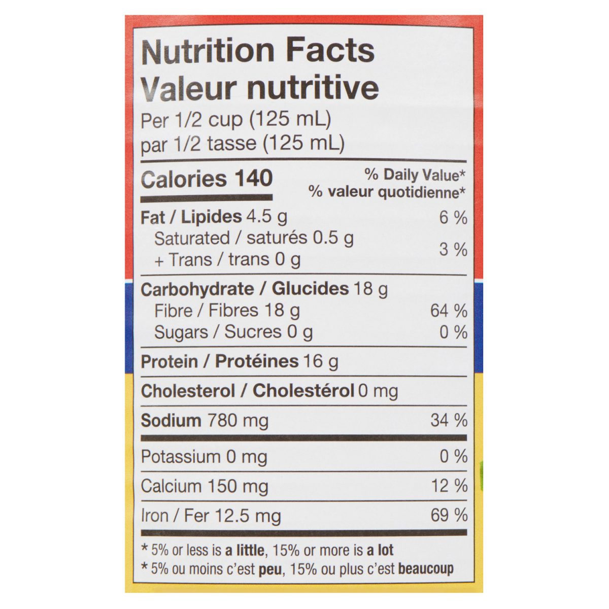 Unico Haricots lupins — tableau de la valeur nutritive