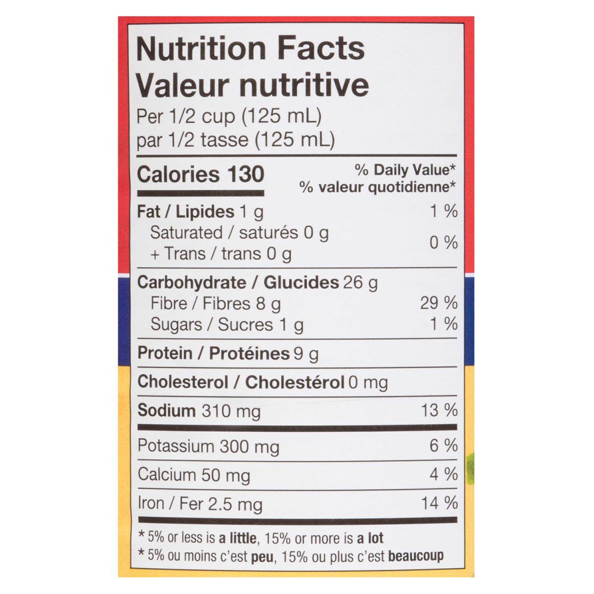 Unico Haricots romains — tableau de la valeur nutritive