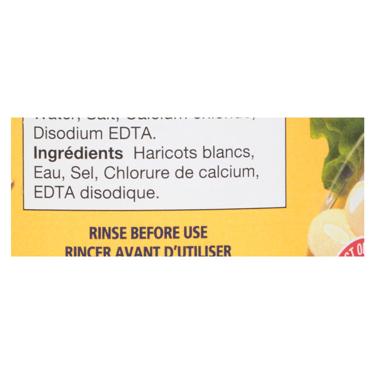 Unico Haricots blancs (cannellini) — liste d'ingrédients (français)