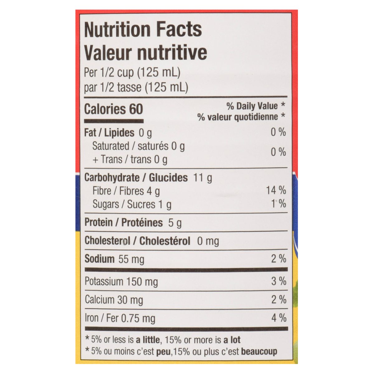 Unico Broad Beans — nutrition facts panel