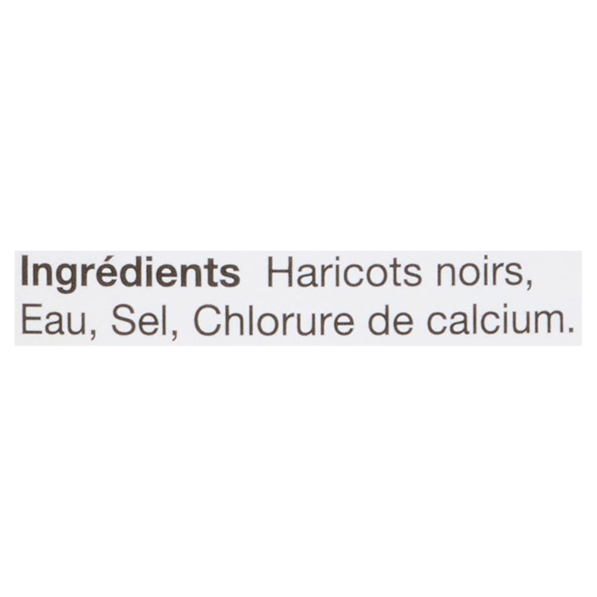 Unico Haricots noirs — liste d'ingrédients (français)