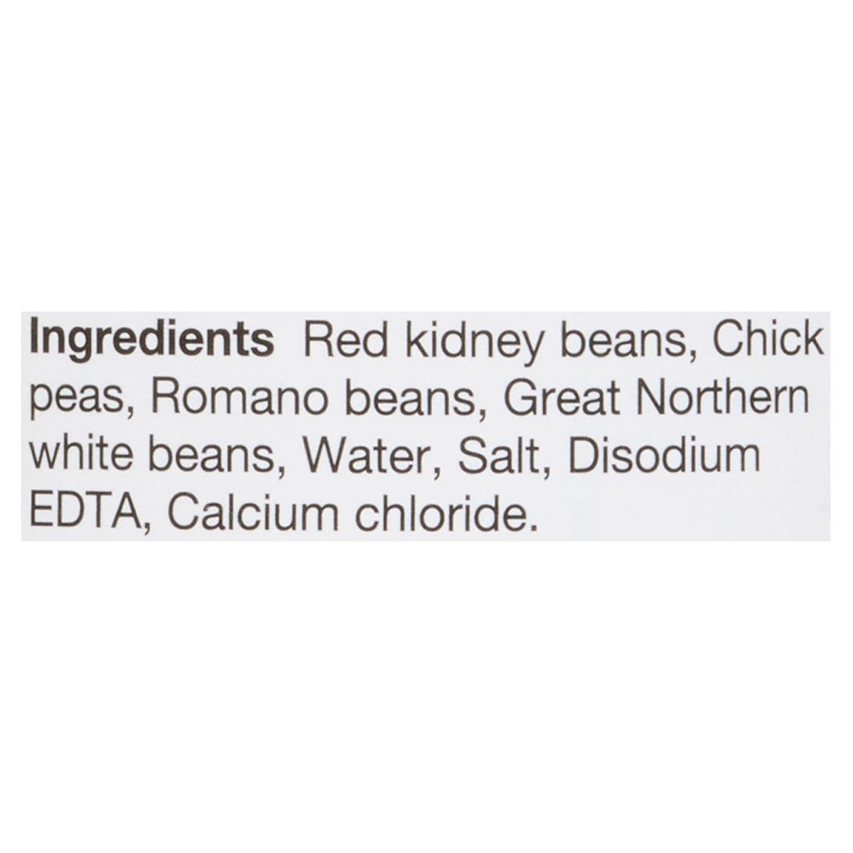 Unico Bean Medley — ingredients list (English)