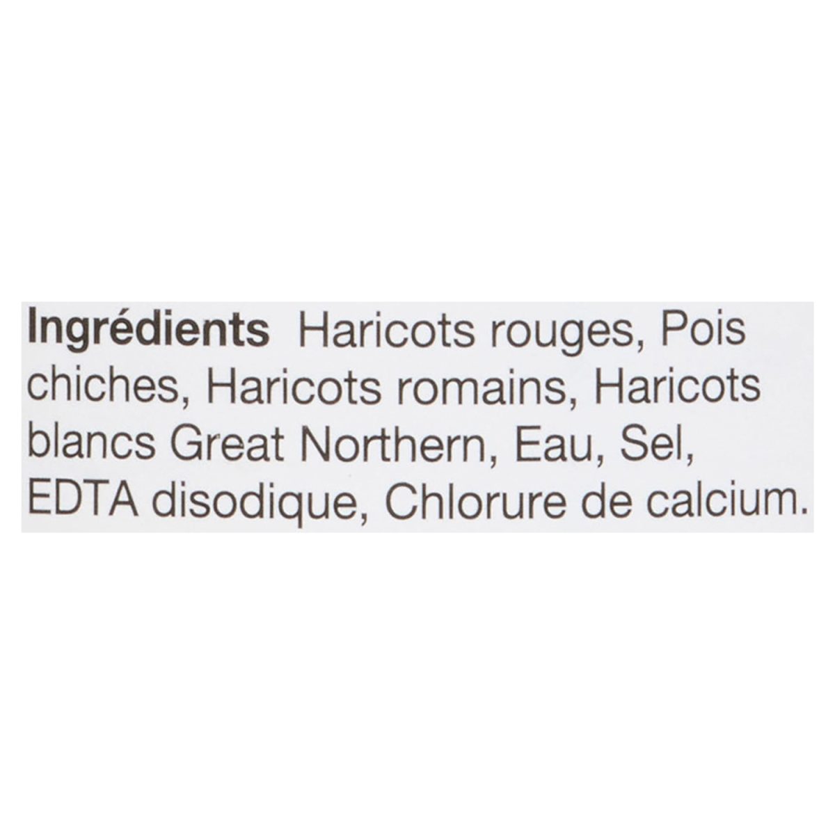 Unico Mélange de haricots — liste d'ingrédients (français)