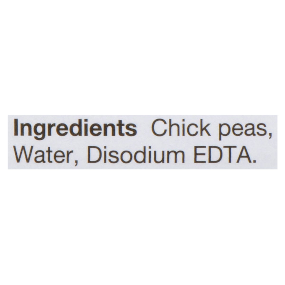 Unico Chick Peas — No Salt Added — ingredients list (English)