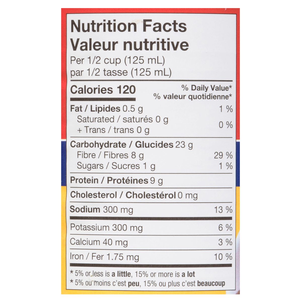 Unico Pinto Beans — nutrition facts panel