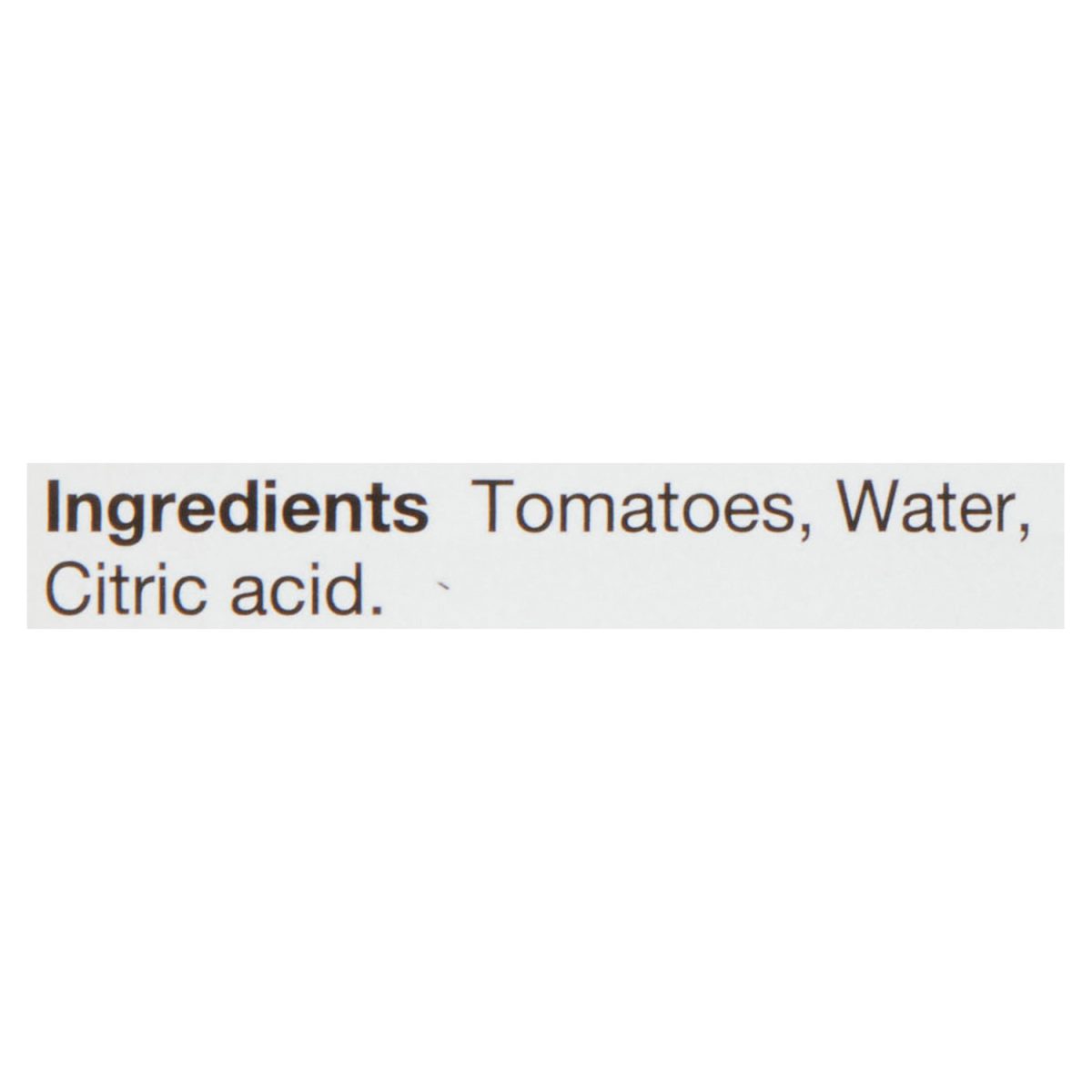 Unico Crushed Tomatoes — No Salt Added — ingredients list (English)