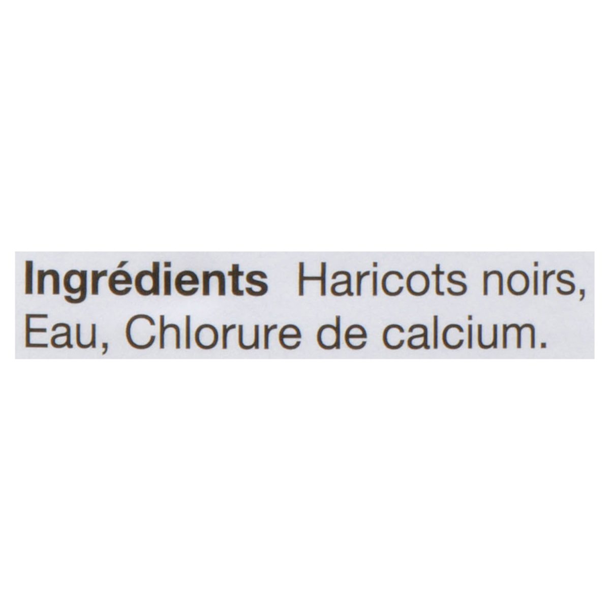 Unico Haricots noirs — sans sel ajouté — liste d'ingrédients (français)