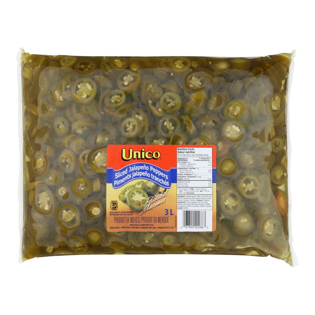 Unico Sliced Jalapeño Peppers Pouch — product photo