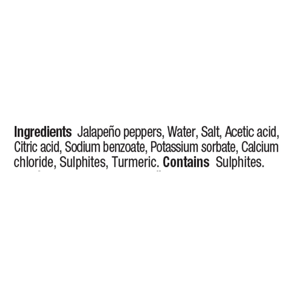 Unico Sliced Jalapeño Peppers Pouch — ingredients