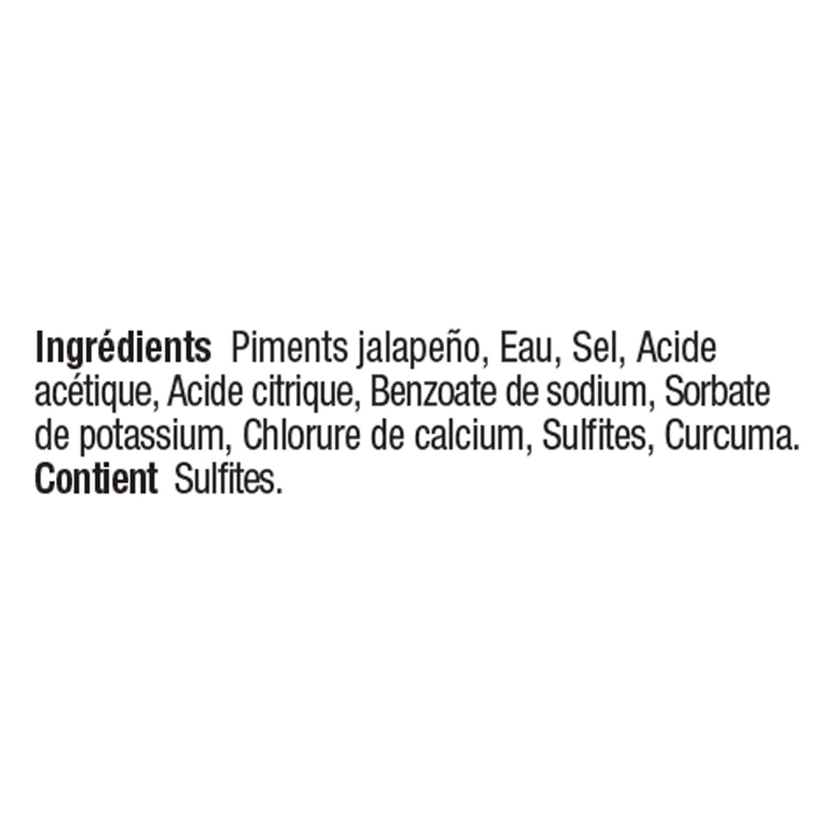 Unico Piments jalapeño tranchés en sachet — ingredients
