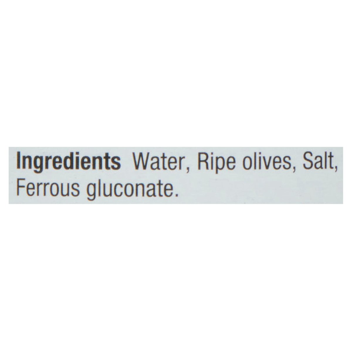 Unico Pitted Ripe Olives — ingredients list (English)
