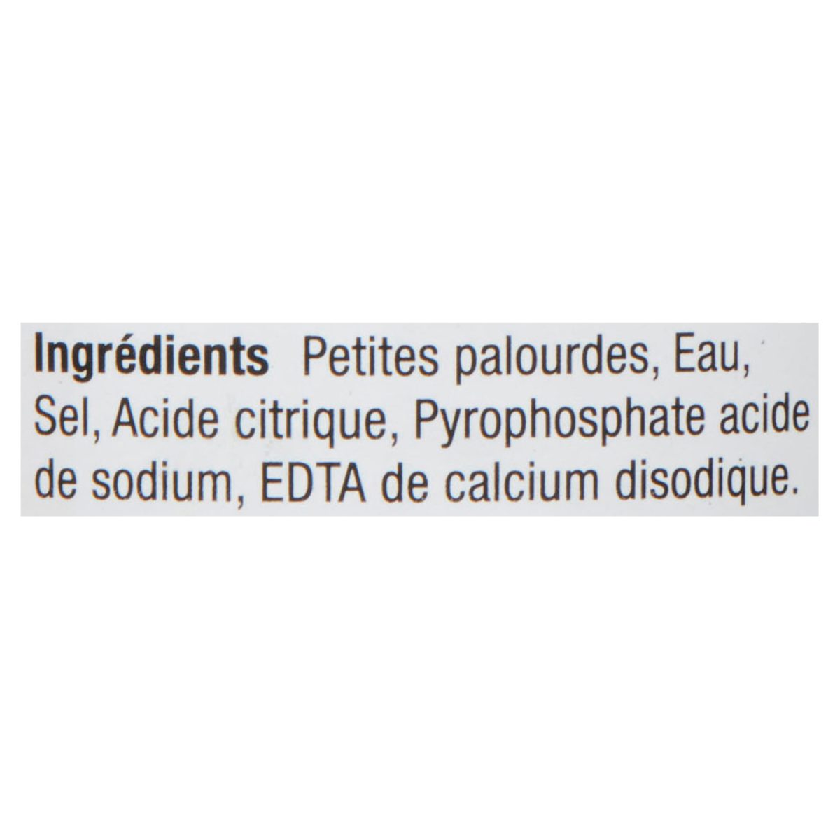 Unico Petites palourdes — liste d'ingrédients (français)