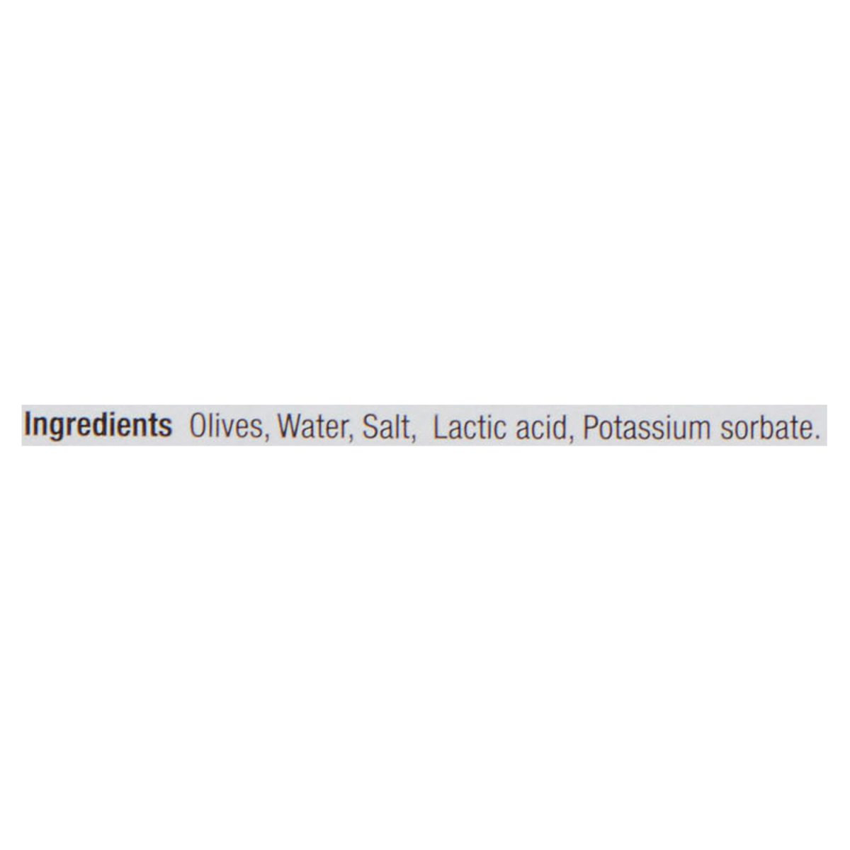 Unico Queen Olives — ingredients list (English)